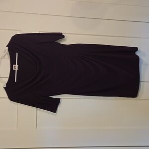 Anne Klein Side Ruched Draped Dress. Eggplant purple. Size 4